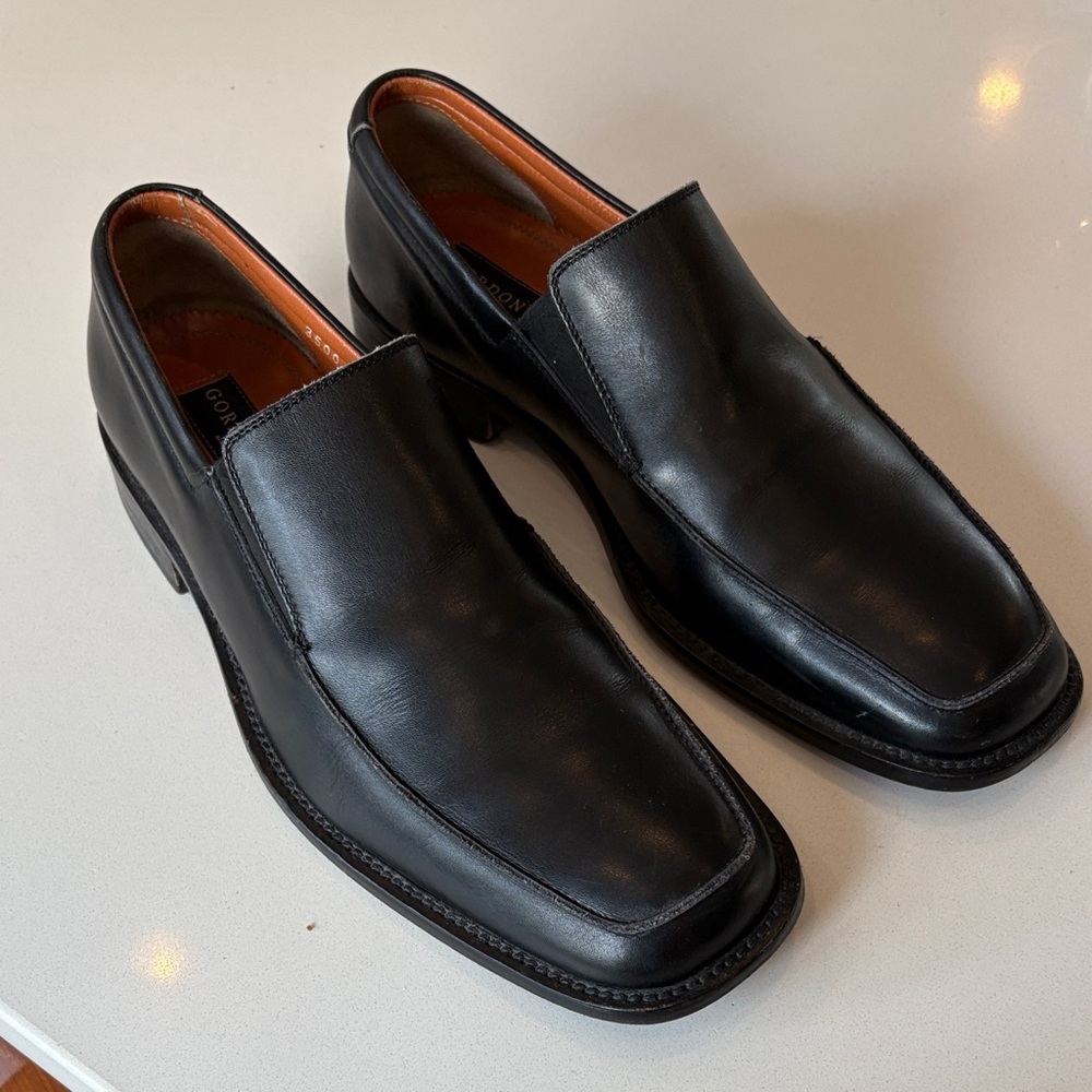 Men's Gordon Rush Italian Black Leather Slip On Loafers